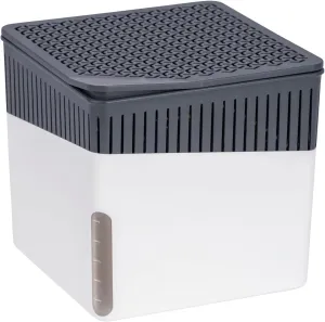 WENKO Portable Dehumidifier Cube Design, Compact and Rechargeable Dehumidifier for Bathroom, Closet, Bedroom, Garage, Covers up to 1400 Cubic Feet, 1.1lbs, White, 5.1 x 5.1 x 5.1 in