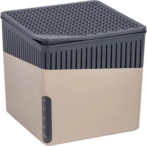 WENKO Portable Dehumidifier Cube Design, Compact and Rechargeable Dehumidifier for Bathroom, Closet, Bedroom, Garage, Covers up to 2800 Cubic Feet, 2.2lbs, Beige, 6.18 x 6.5 x 6.5