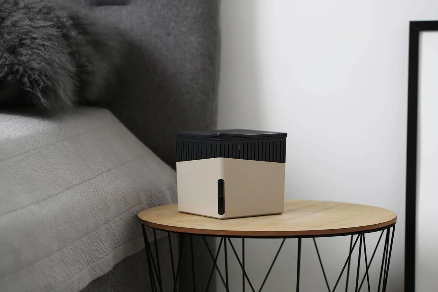 WENKO Portable Dehumidifier Cube Design, Compact and Rechargeable Dehumidifier for Bathroom, Closet, Bedroom, Garage, Covers up to 2800 Cubic Feet, 2.2lbs, Beige, 6.18 x 6.5 x 6.5