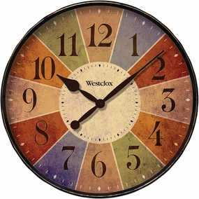 Westclox 32897 Wall Clock for Home Decor, Country Rustic Style, Bright and Colorful Display, Battery Operated, Quartz Movement, Ideal for Kitchen, Living Room, Office (Multicolor, 12-Inch)