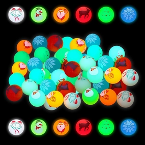 Wettarn 100 Pcs Christmas Glow Bouncy Balls Glow in The Dark Bouncing Balls for Kids 0.98 Inch Rubber Bounce Ball Bulk for Kids Boys Girls Birthday Party Game Gifts Stocking Stuffers Party Favors