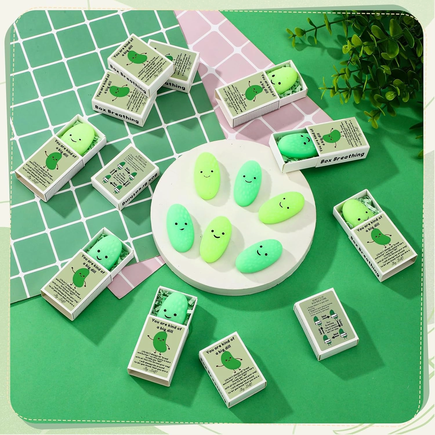 Wettarn 36 Sets Appreciation Pickle Gifts Cute Stress Balls with Support Gift Boxes Inspirational Party Favors for Employee Coworker Friends Office Positive Relief Toys