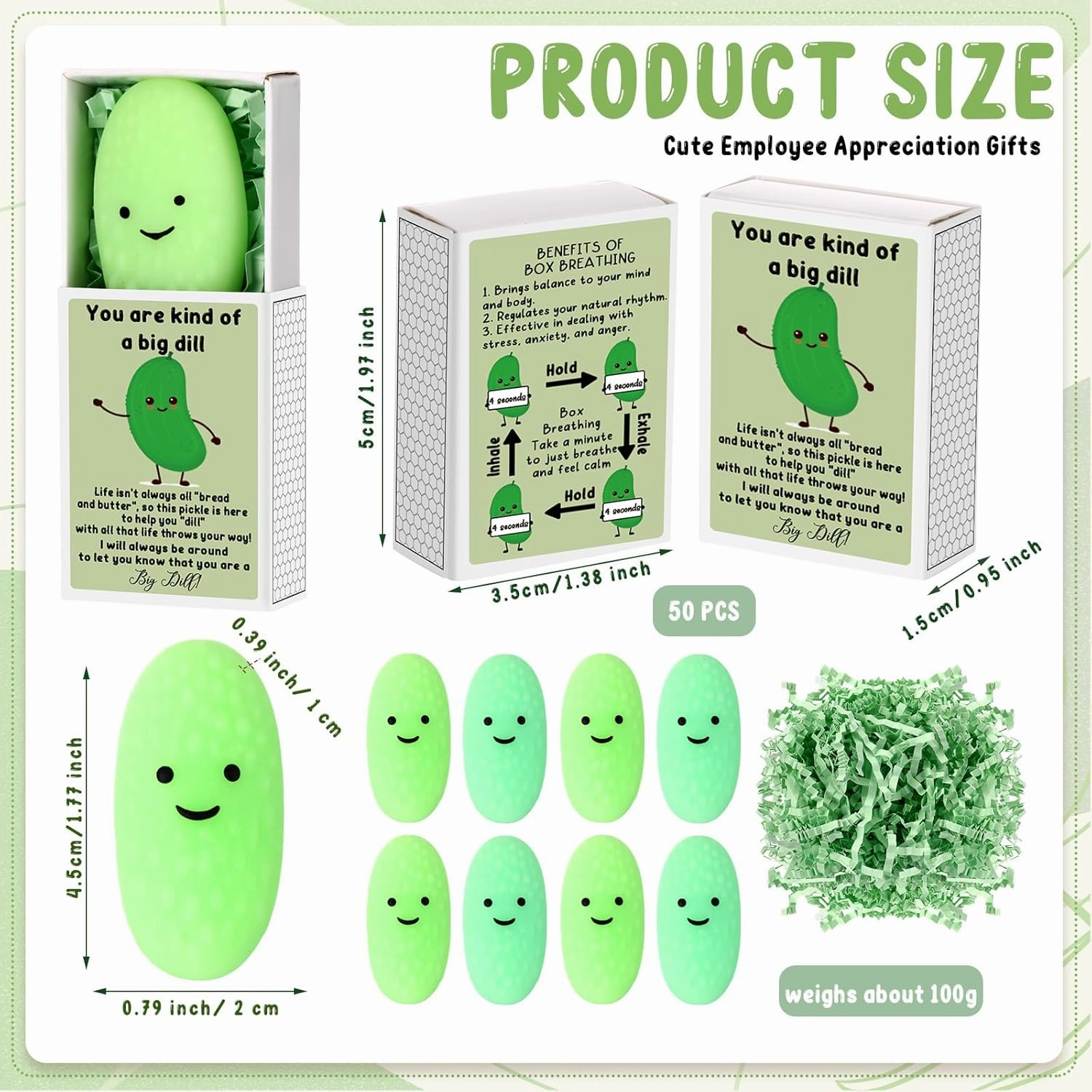 Wettarn 36 Sets Appreciation Pickle Gifts Cute Stress Balls with Support Gift Boxes Inspirational Party Favors for Employee Coworker Friends Office Positive Relief Toys
