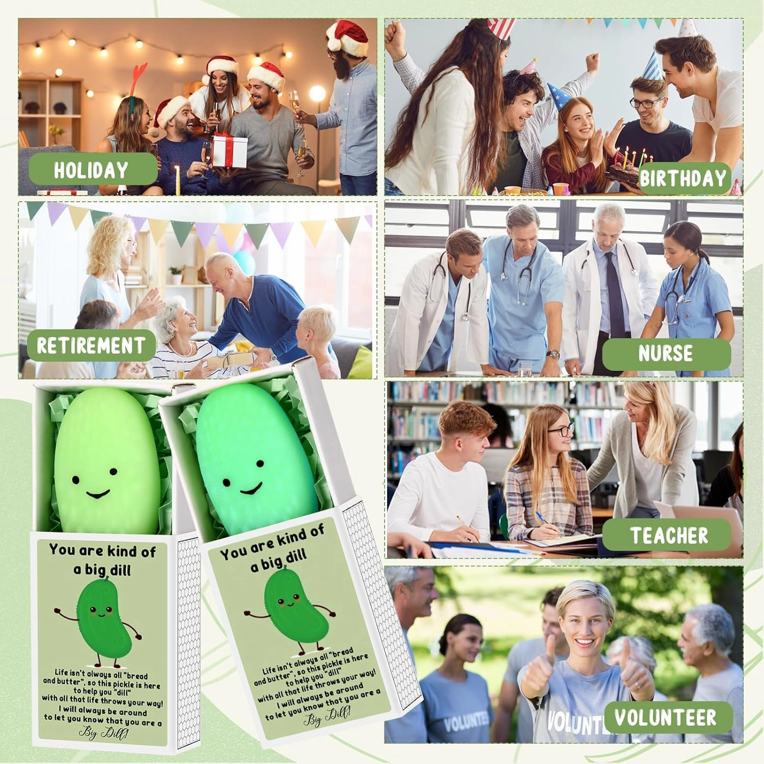 Wettarn 36 Sets Appreciation Pickle Gifts Cute Stress Balls with Support Gift Boxes Inspirational Party Favors for Employee Coworker Friends Office Positive Relief Toys