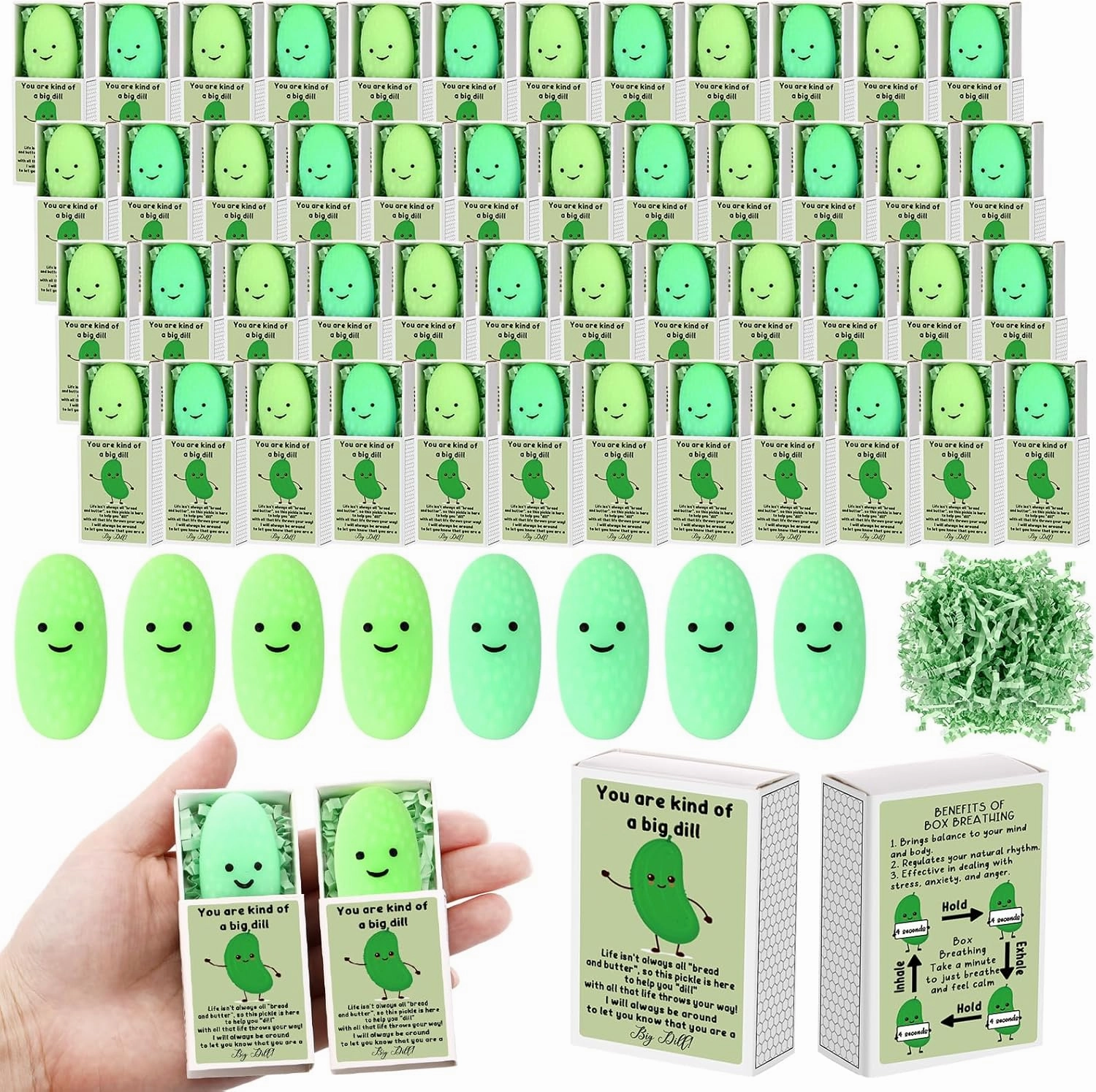 Wettarn 36 Sets Appreciation Pickle Gifts Cute Stress Balls with Support Gift Boxes Inspirational Party Favors for Employee Coworker Friends Office Positive Relief Toys