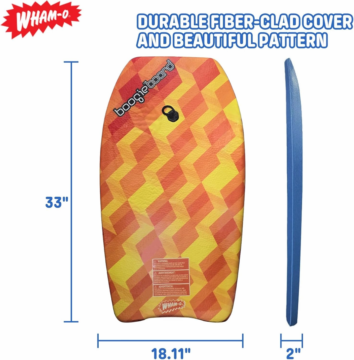 Wham-O 37" Body Board for Beach, Lightweight Bodyboards with EPS Core Wrist Leash, Great Surfing Board for Kids and Adults