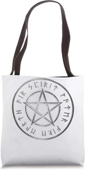 Wiccan Pentagram Runes Nordic Mythology Occult Five Elements Tote Bag