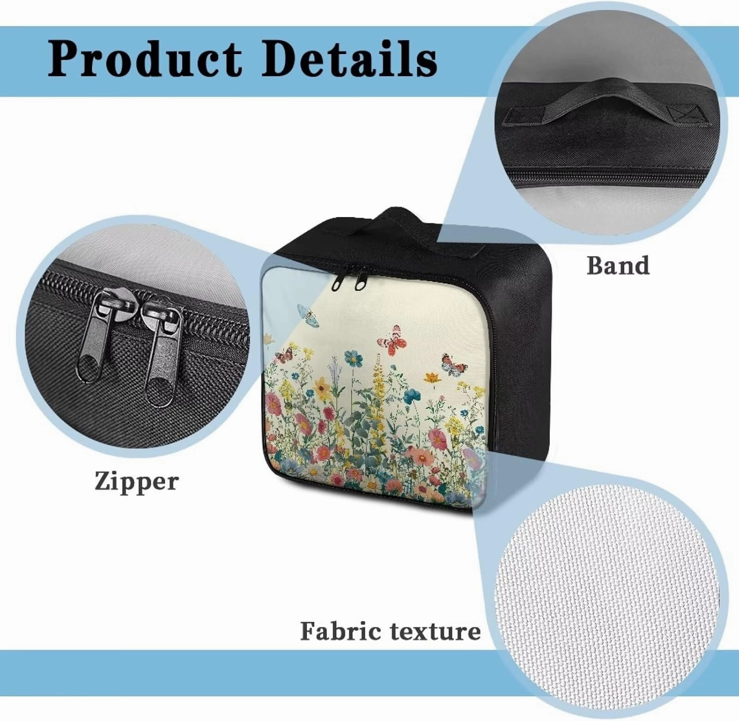 Wildflower First Aid Bag Empty First Aid Pouch Cute Travel Rescue Pouch First Responder Storage Medicine Emergency Bag for Car Home Office Kitchen Sport Outdoors