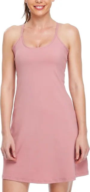 Willit Women's Exercise Dress Tennis Golf Workout Dress with Built-in Bra Yoga Athletic Dress with Pockets