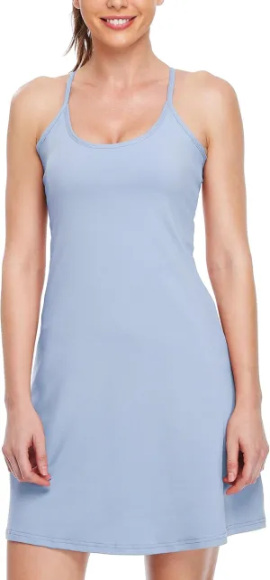 Willit Women's Exercise Dress Tennis Golf Workout Dress with Built-in Bra Yoga Athletic Dress with Pockets