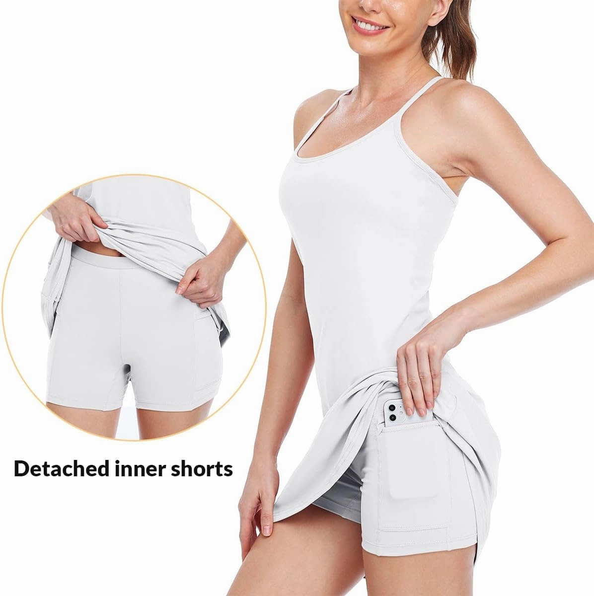 Willit Women's Exercise Dress Tennis Golf Workout Dress with Built-in Bra Yoga Athletic Dress with Pockets