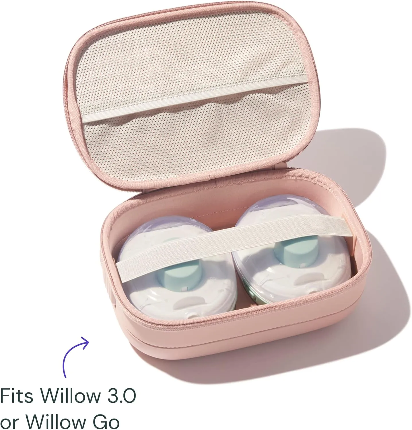 Willow Breast Pump Carrying Case, Dusty Pink, Use with Hands Free Wearable Breast Pumps, Ultra Durable Hard Shell Breast Pump Case with Removable Tray, Compact and Discreet