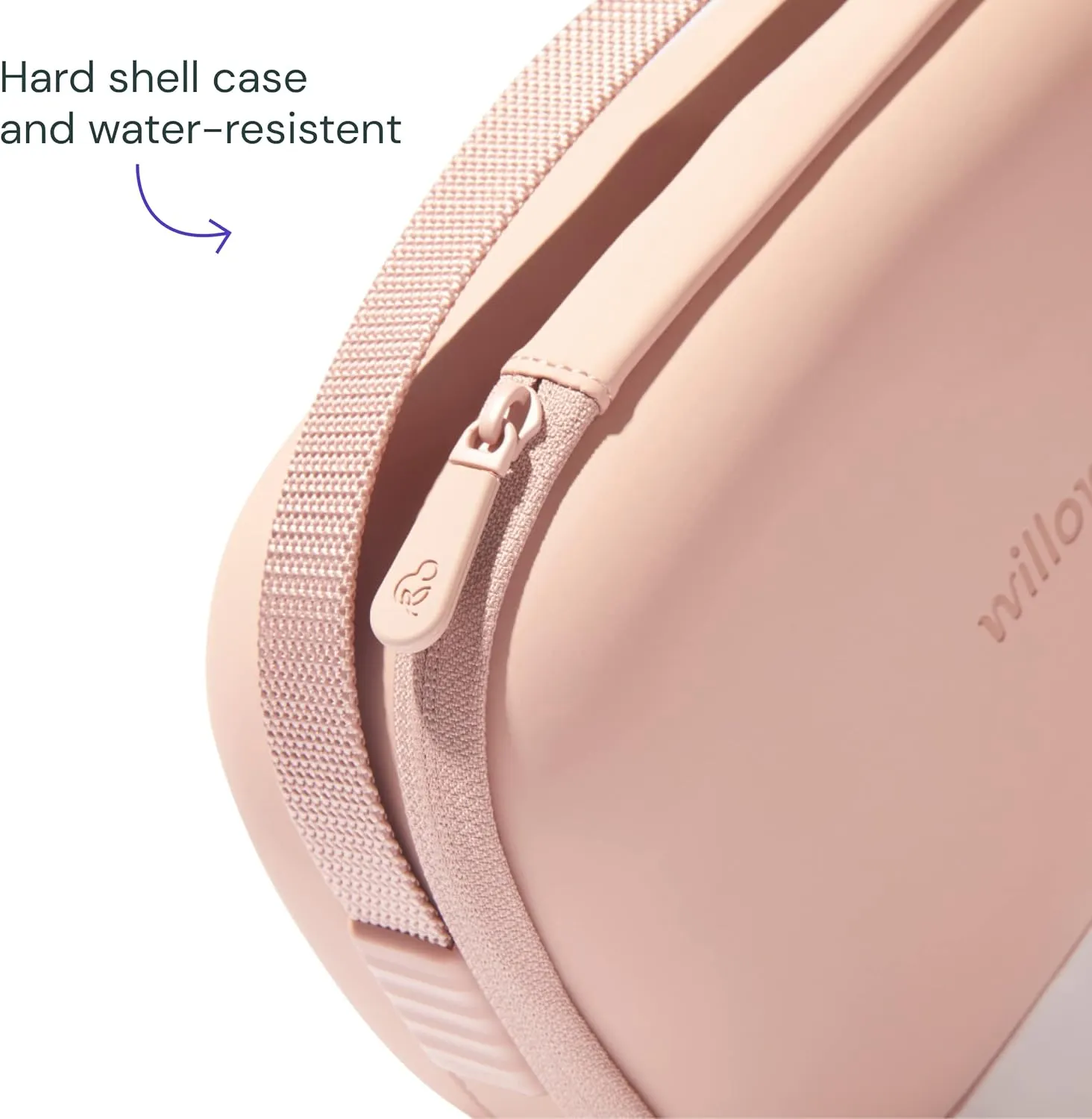 Willow Breast Pump Carrying Case, Dusty Pink, Use with Hands Free Wearable Breast Pumps, Ultra Durable Hard Shell Breast Pump Case with Removable Tray, Compact and Discreet