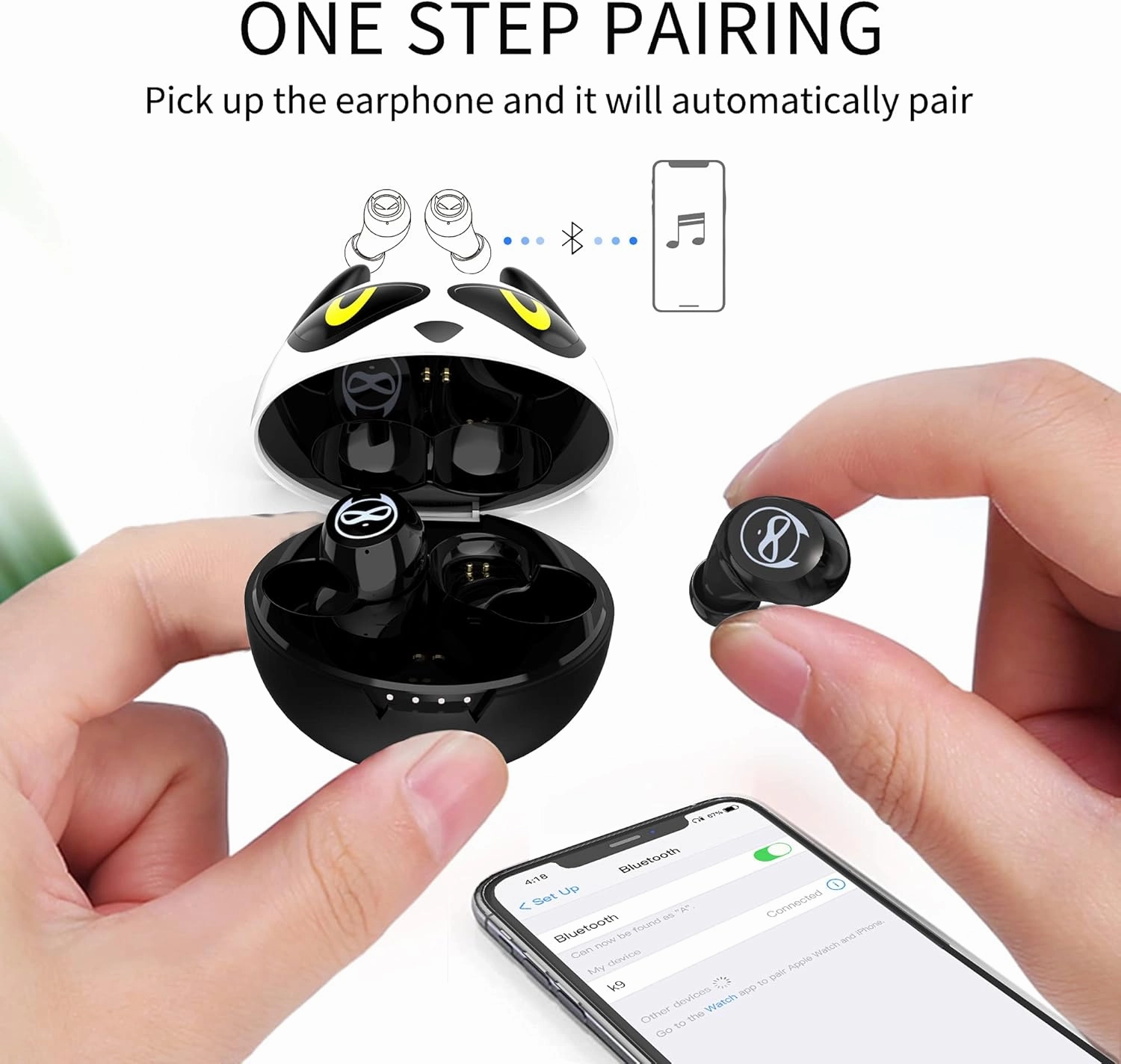 Wireless Earbuds Cool Bluetooth Headphones 5.0 Built in Mic 36H Playtime Noise Reduction IPX5 Waterproof Kids Earphones HiFi 3D Stereo USB-C Single/Twin Mode Headphones for Gaming Sport Workout