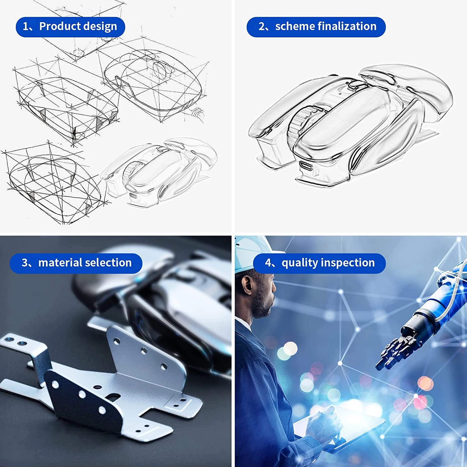 Wireless Ergonomics Metal Mouse Mute Rechargeable Waterproof Scientific Mouse