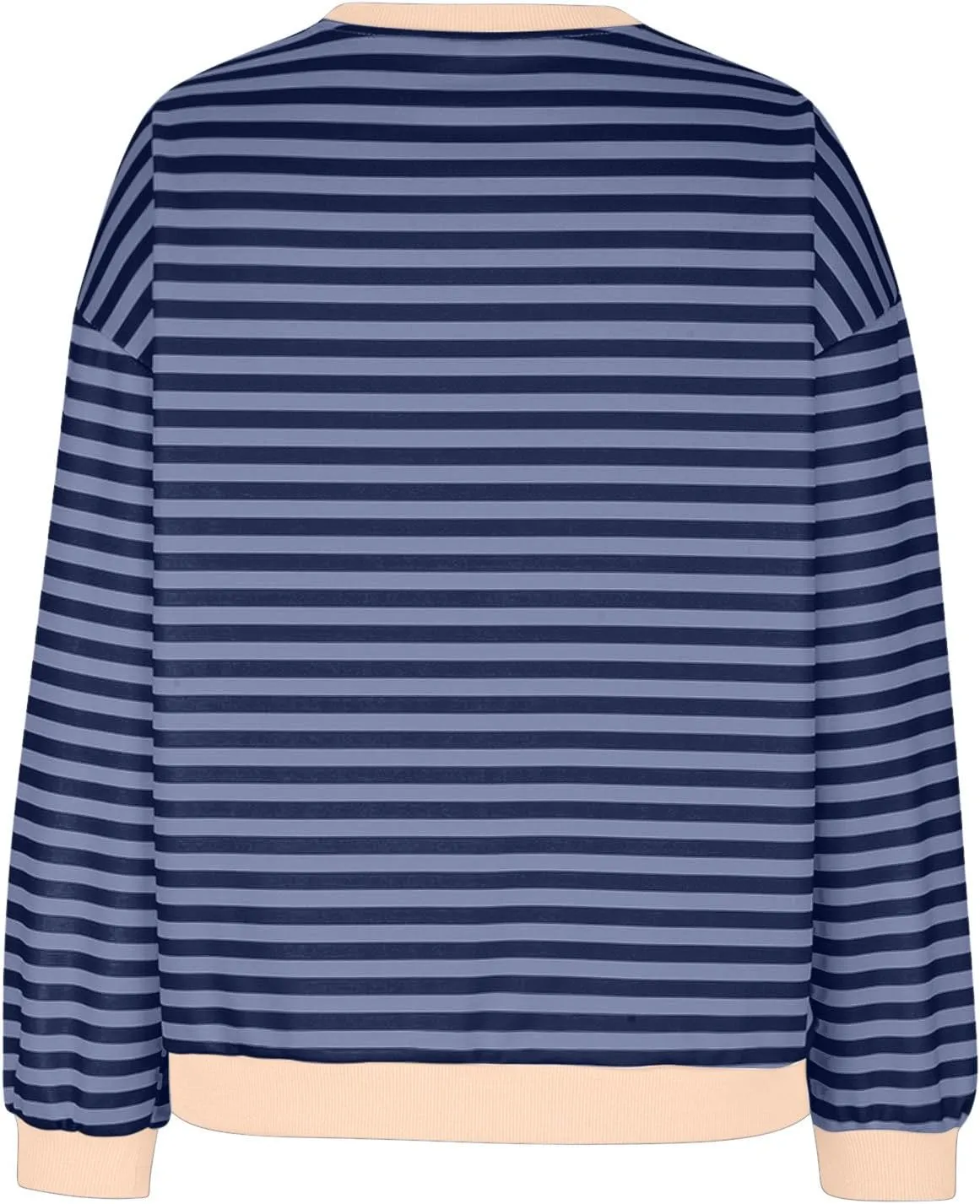 Women Fall Sweatshirts Fashion Striped Print Pullover Long Sleeve Lightweight Loose Casual Sweatshirt