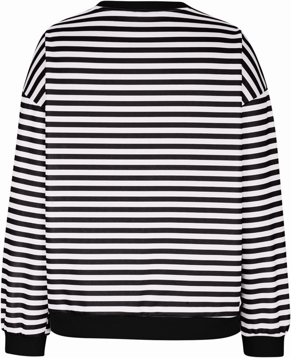 Women Fall Sweatshirts Fashion Striped Print Pullover Long Sleeve Lightweight Loose Casual Sweatshirt