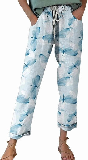 Women Linen Straight Leg Pant High Waist Drawstring Waistband Roll-up Leg Trouser Street Hip Hop Palazzo Casual Pants