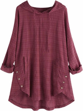 Women Plus Size Hooded Dress Tops Cotton Linen Long Sleeve Shirts Blouse Fall Fashion Flowy Tunic Hide Belly Shirts