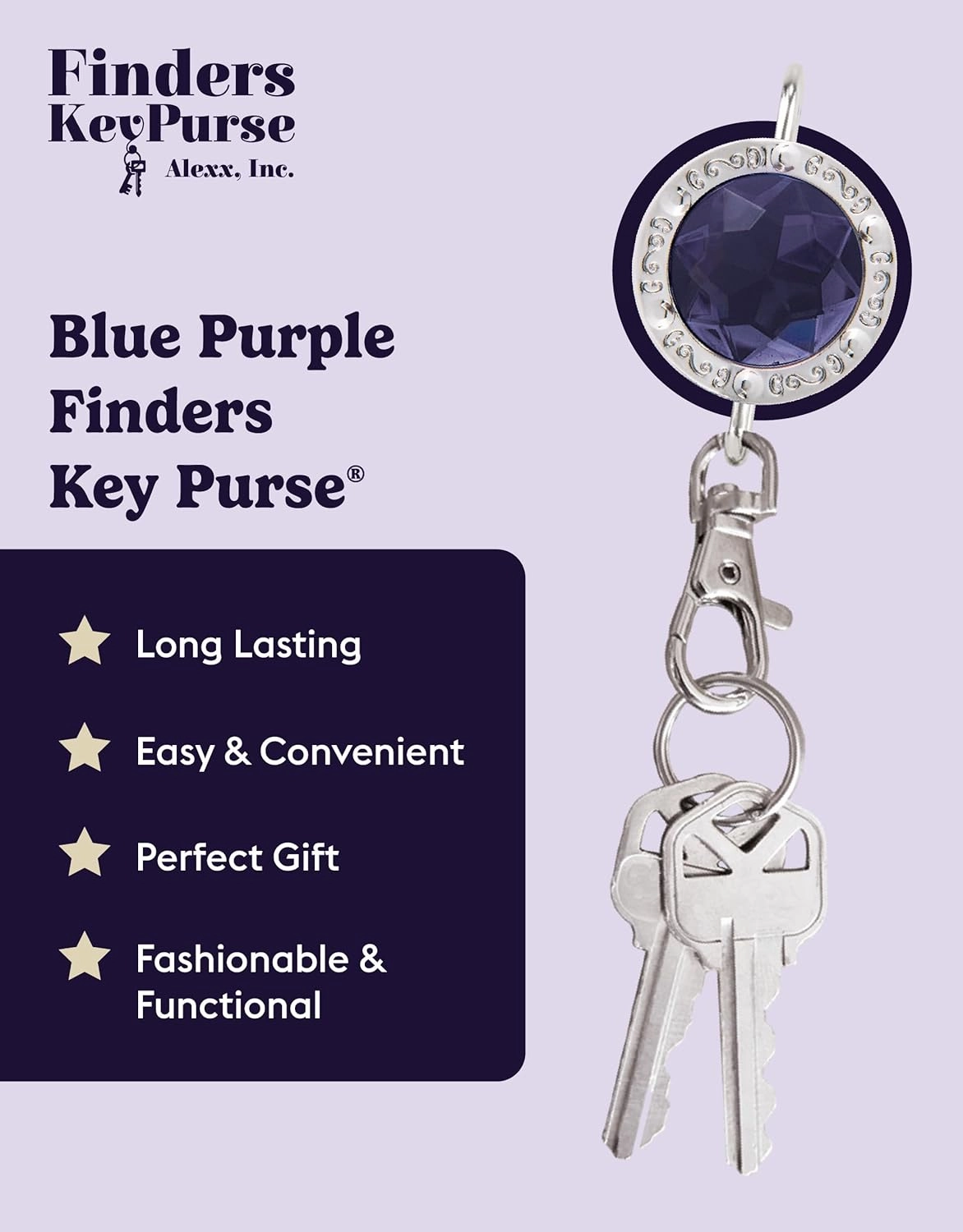 Women’s Bag Charm Key Finder, Car Keychain Hook, Cute Purse Organizer & Tote Bag Accessories, Gifts for Mom - Gems