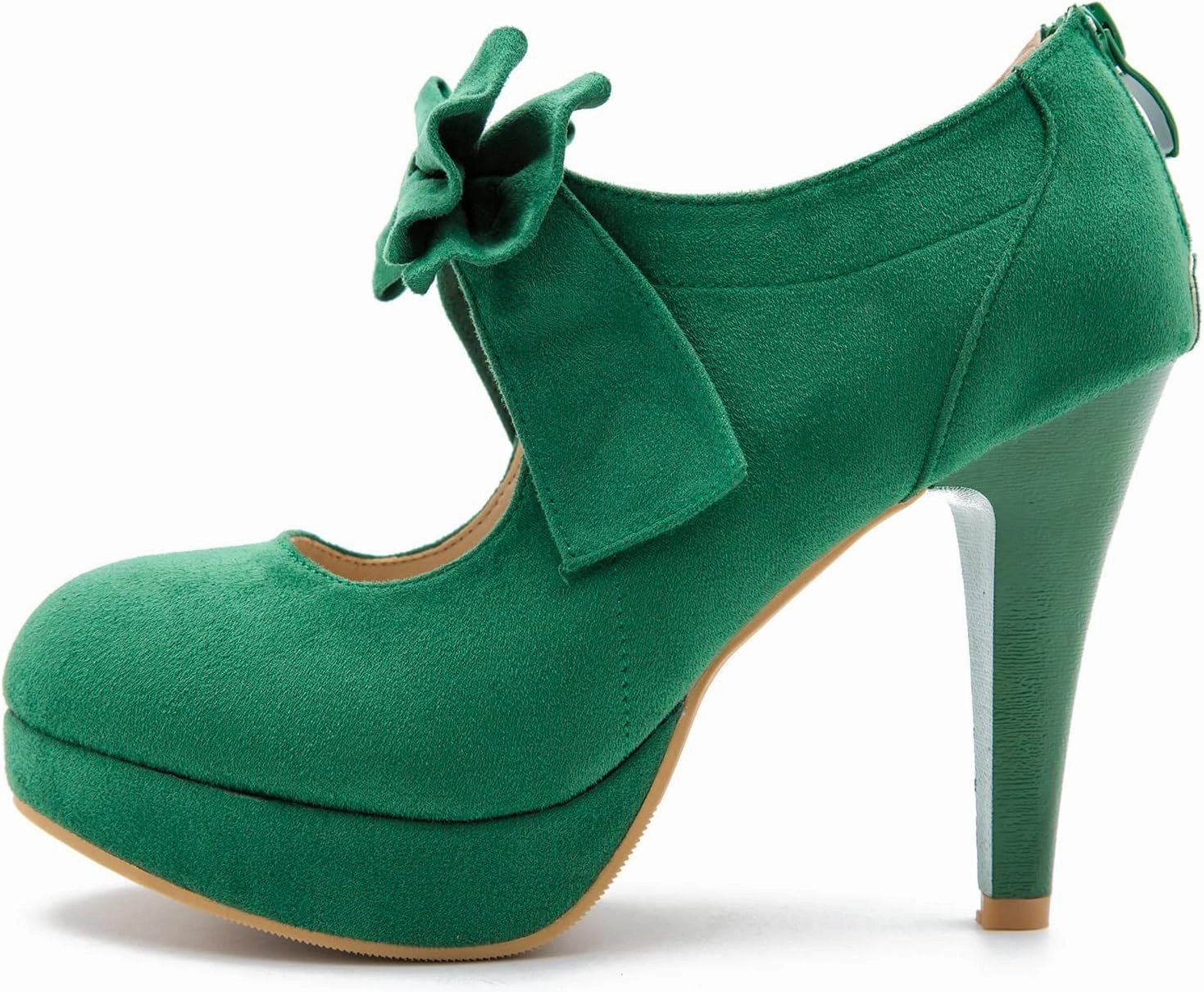 Women's Bow Heels Mary Jane High Heel Closed Toe Platform Vintage Dress Pumps