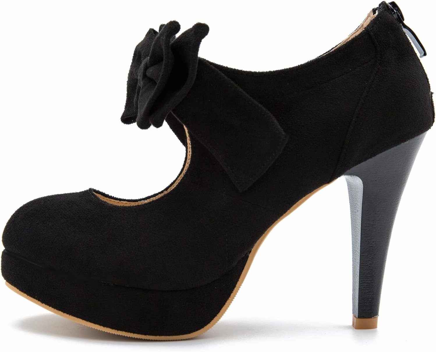 Women's Bow Heels Mary Jane High Heel Closed Toe Platform Vintage Dress Pumps