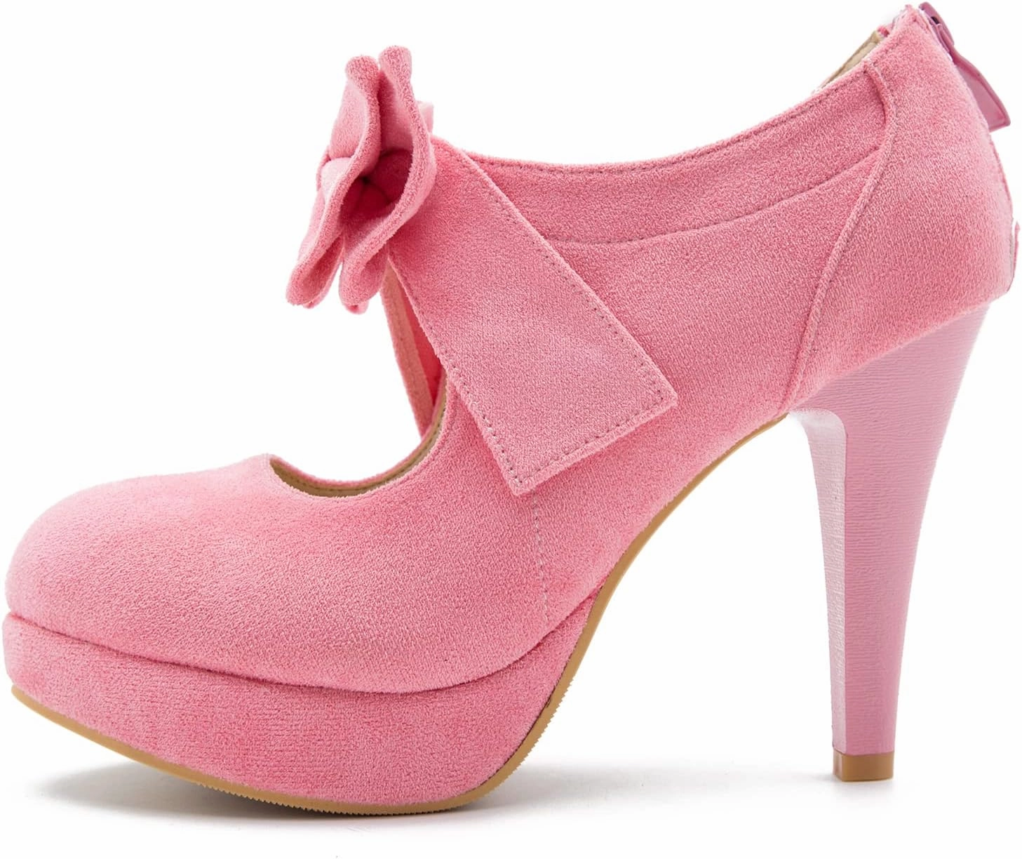 Women's Bow Heels Mary Jane High Heel Closed Toe Platform Vintage Dress Pumps