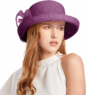 Women's Kentucky-Derby Hat Packable Wide Brim Sun Hat Breathable Bridal Wedding Tea Party Dress Church Hats