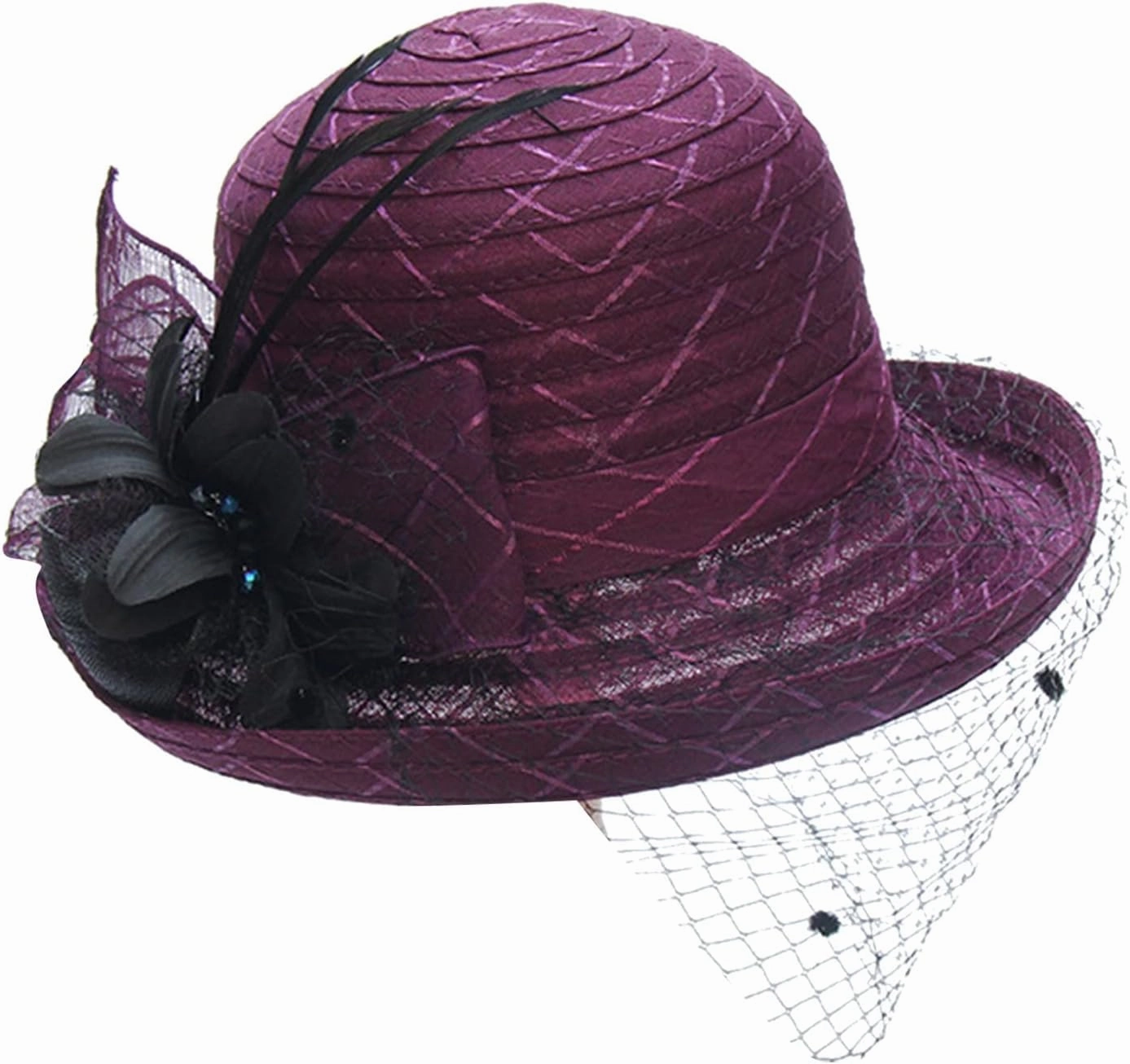 Women's Kentucky-Derby Hat Packable Wide Brim Sun Hat Breathable Bridal Wedding Tea Party Dress Church Hats