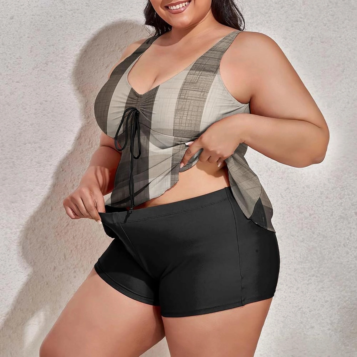 Women's Plus Size Tankini Swimsuits with Top/Boyshorts Camping Trailer Happy Campers Women's 2 Pieces Swimwear Tummy Control