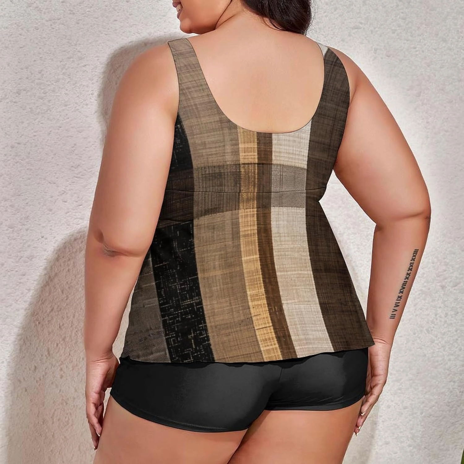 Women's Plus Size Tankini Swimsuits with Top/Boyshorts Camping Trailer Happy Campers Women's 2 Pieces Swimwear Tummy Control
