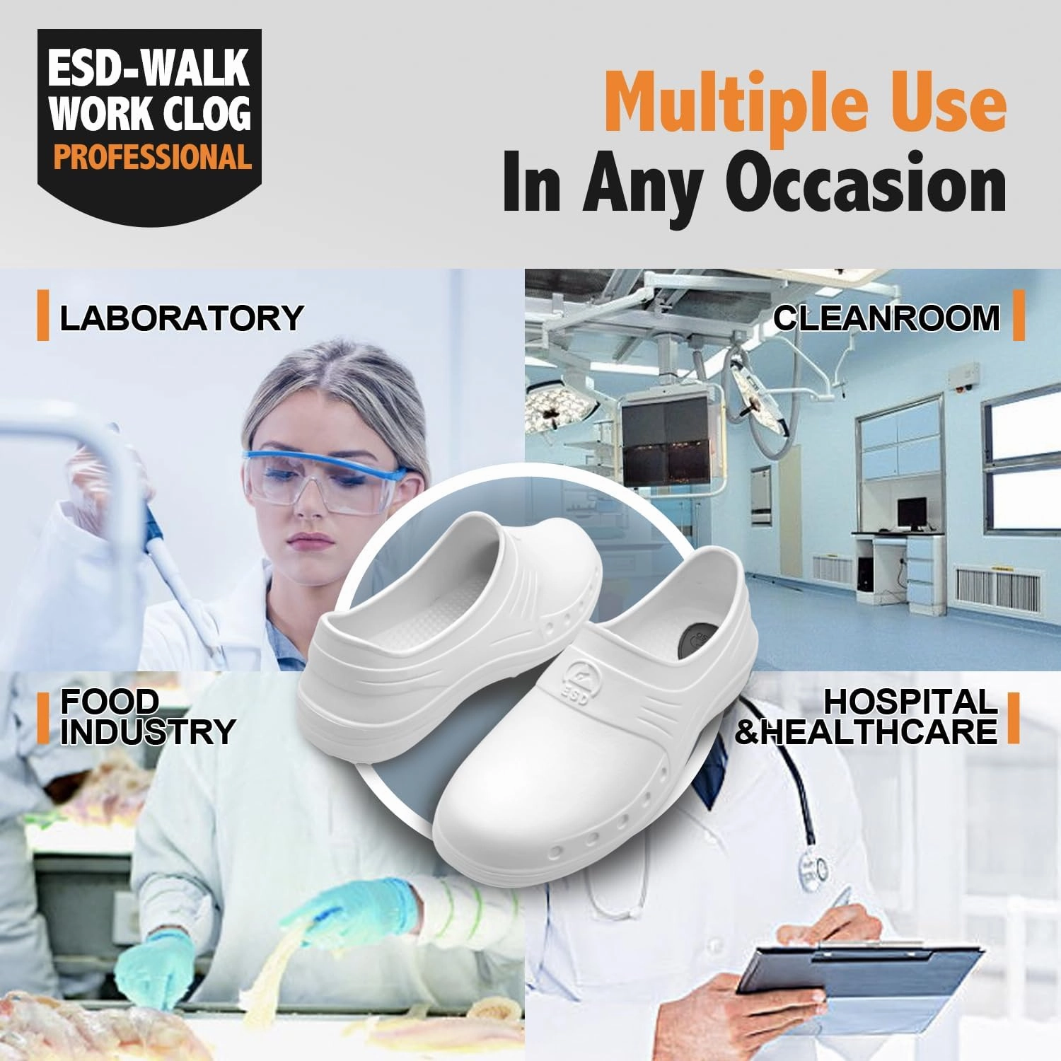 Women Slippers, Non Slip Work Shoes, Waterproof, Oil Resistant and Anti-Static, Suitable for Hospital Doctors, Nurses, Kitchen, Laboratory, Healthcare Or Home Use