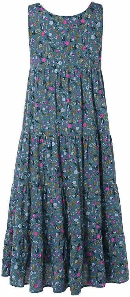 Women Summer Dresses Plus Size Maxi A-Line Floral Dresses Round Neck Cotton Linen Sleeveless Dress Casual Sundresses 2025