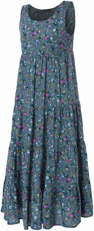 Women Summer Dresses Plus Size Maxi A-Line Floral Dresses Round Neck Cotton Linen Sleeveless Dress Casual Sundresses 2025