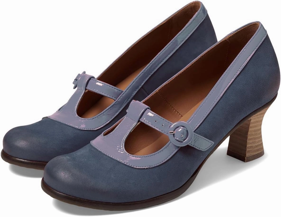 Women Vintage Low Kitten Heel Mary Jane Pumps Shoes Round Closed Toe Ankle T-Strap Dress Sandals 2" Stacked Heels Penny Loafers Buckle Nubuck Suede Work Office Fashion Dressy 4-11 M US