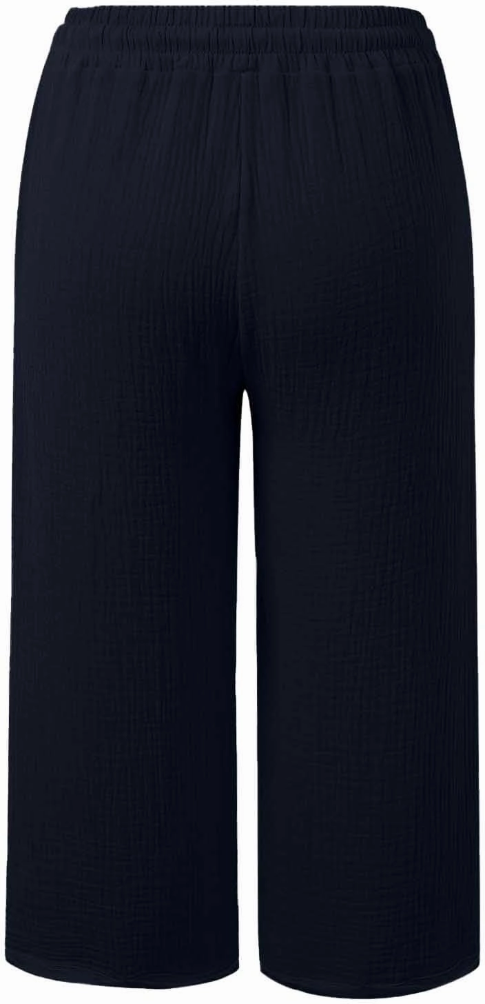 Women Wide Leg Linen Pants 2025 Summer Casual High Waisted Palazzo Pant Loose Ruched Trouser with Pocket