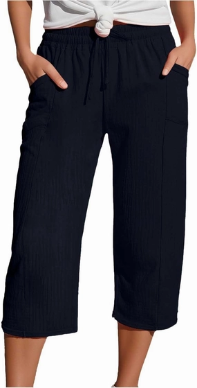 Women Wide Leg Linen Pants 2025 Summer Casual High Waisted Palazzo Pant Loose Ruched Trouser with Pocket
