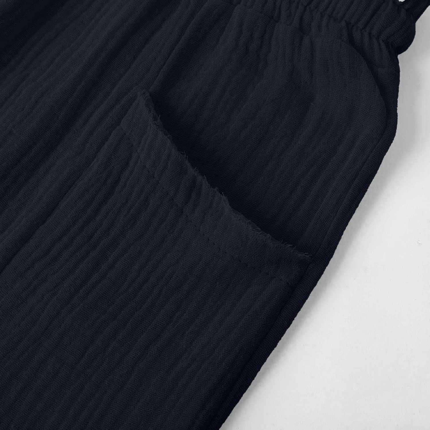Women Wide Leg Linen Pants 2025 Summer Casual High Waisted Palazzo Pant Loose Ruched Trouser with Pocket