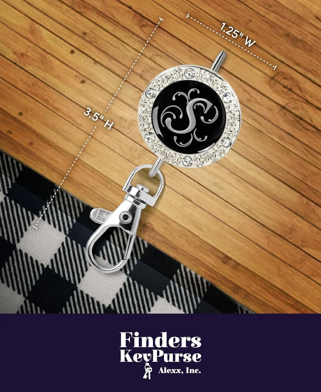 Women’s Bag Charm Key Finder, Car Keychain Hook, Cute Purse Organizer & Tote Bag Accessories, Gifts for Mom - Monogram Letter