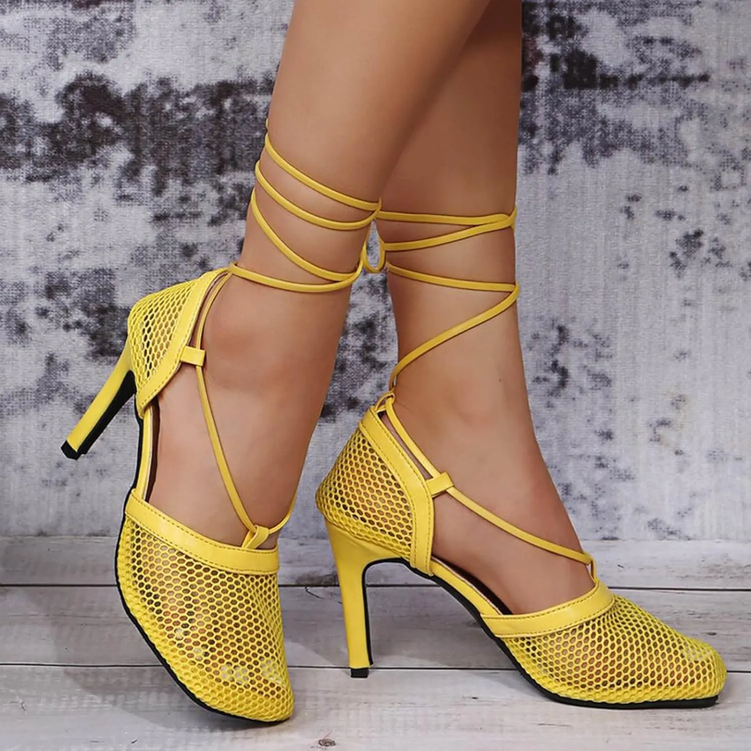 Women's Summer Fashion Mesh Breathable Square Toe High Heels Strap Sandals Suede Wedges Women's Sandals