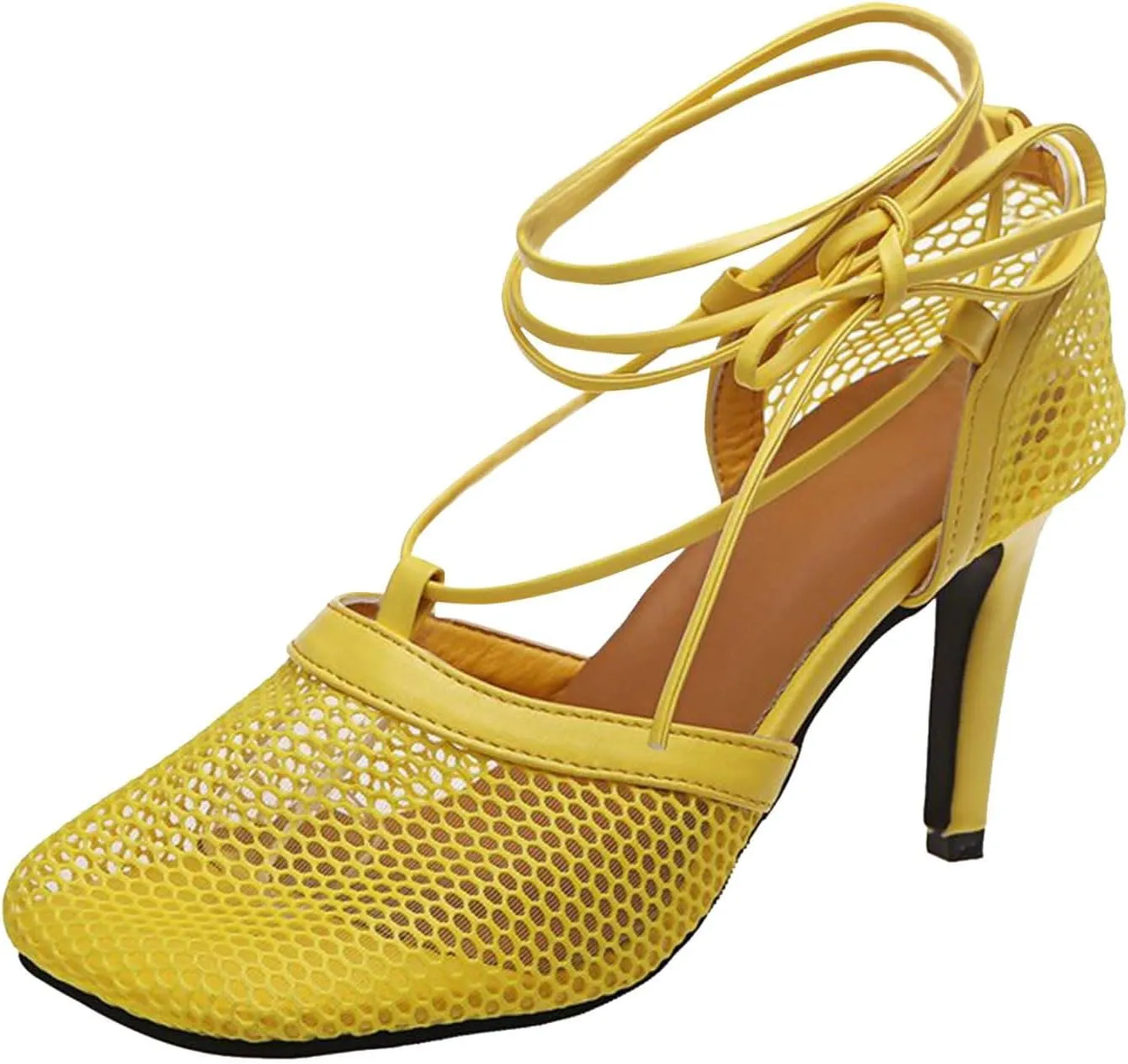 Women's Summer Fashion Mesh Breathable Square Toe High Heels Strap Sandals Suede Wedges Women's Sandals