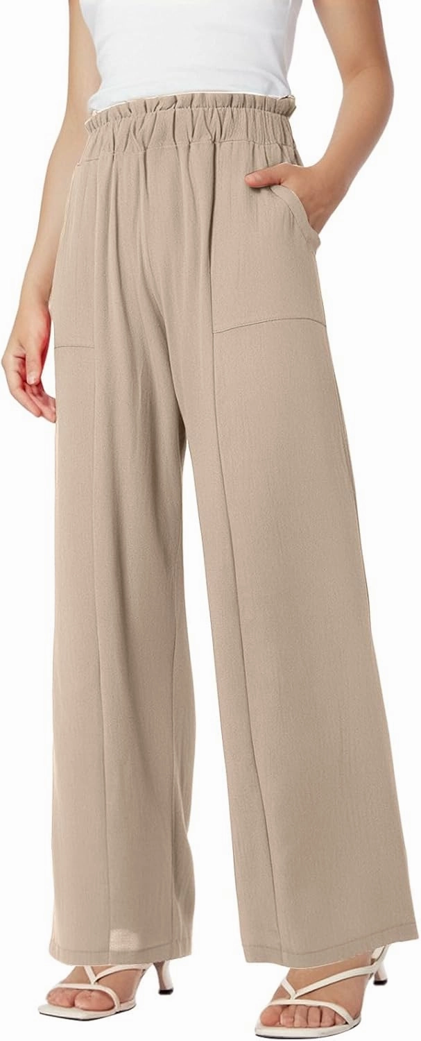 Womens High Waisted Wide Leg Office Pants Loose-Fit Various Occasion Casual Trousers Work Elegant Fashionable Outfits