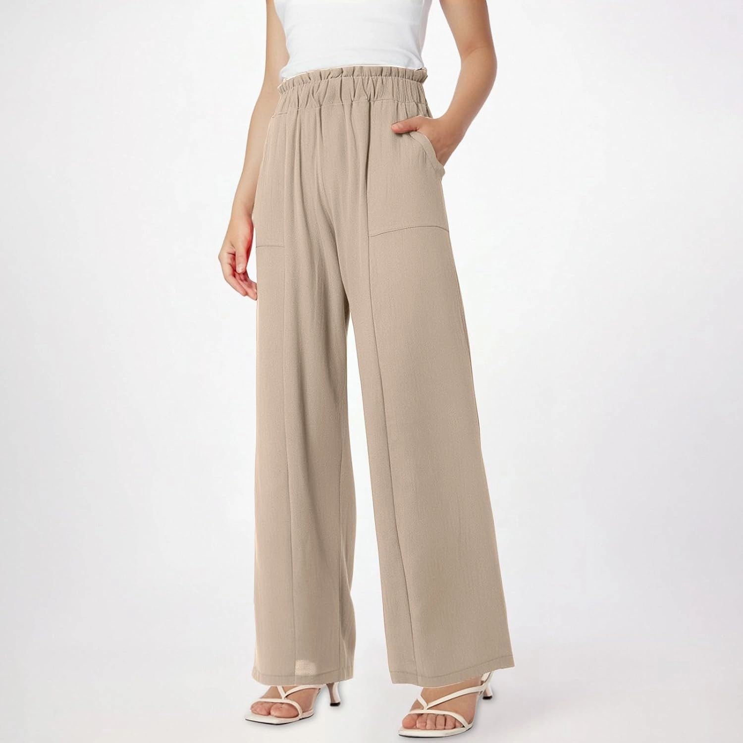 Womens High Waisted Wide Leg Office Pants Loose-Fit Various Occasion Casual Trousers Work Elegant Fashionable Outfits