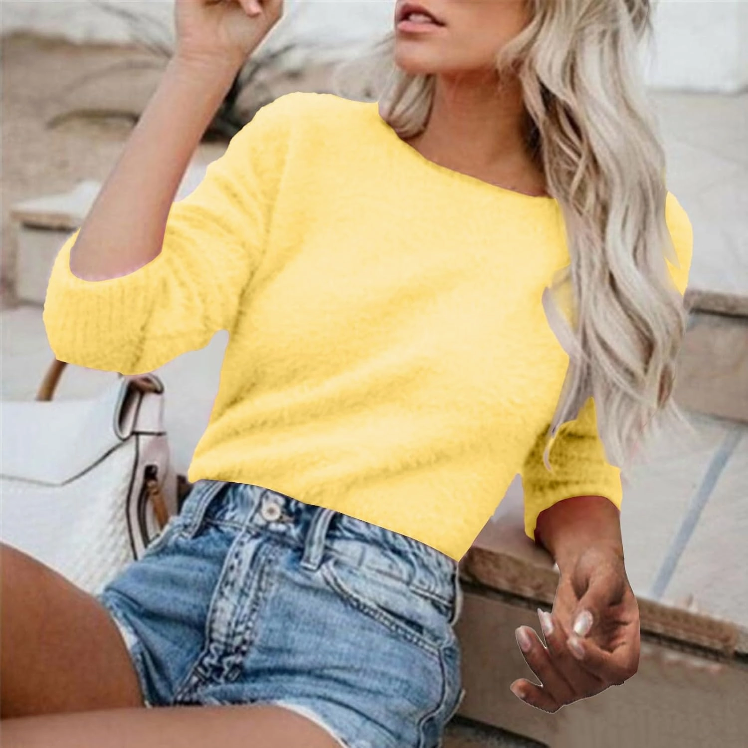 Womens Pullover Sweater Oversized Fuzzy Wool Christmas Long Sleeved for Women Fall Winter Cozy Fashioable Outfit