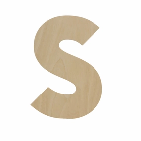 Wood Cutout Letter S, 8"