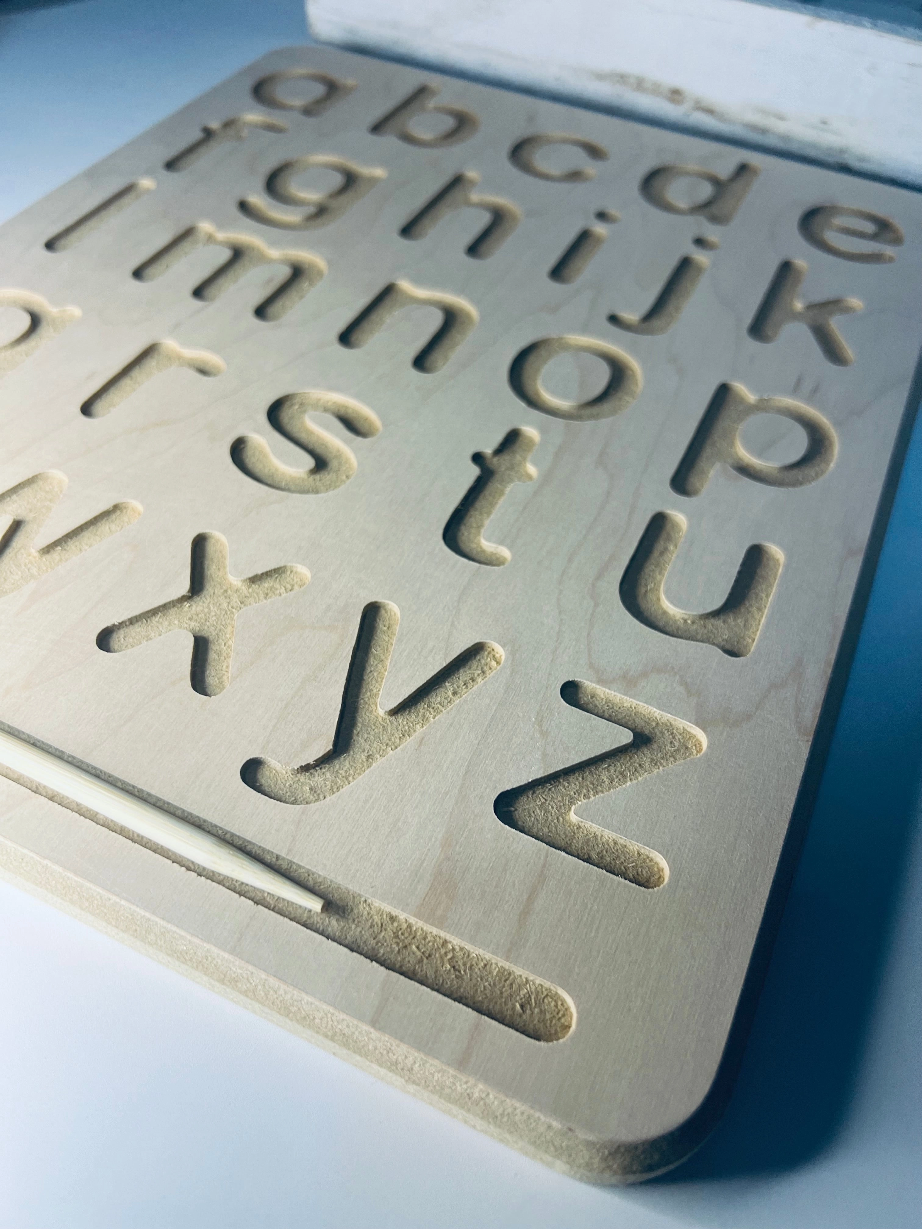Wood Tracing Board LOWERCASE Alphabet Montessori Writing Tracing Board Learn to Write Letters