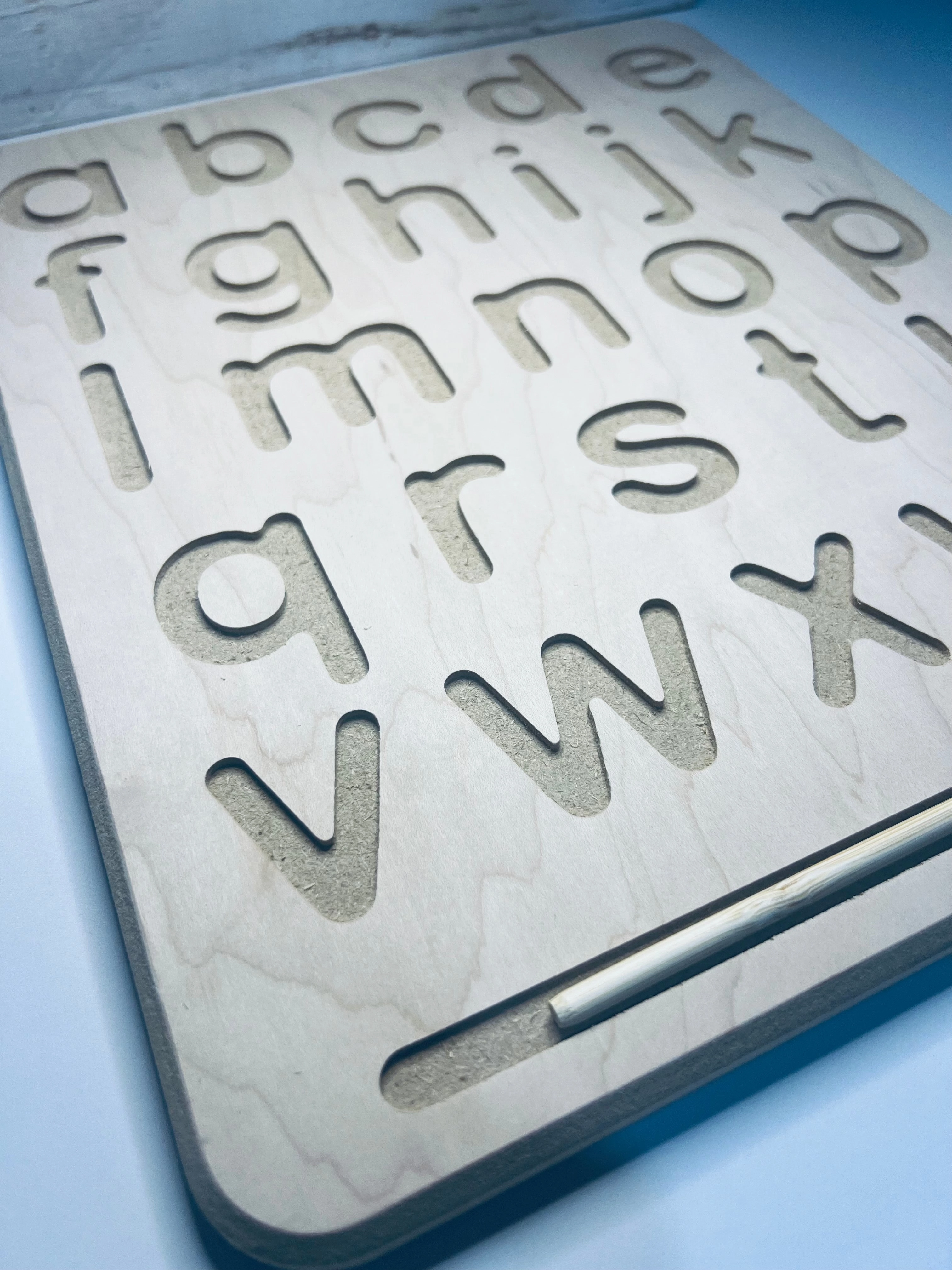 Wood Tracing Board LOWERCASE Alphabet Montessori Writing Tracing Board Learn to Write Letters
