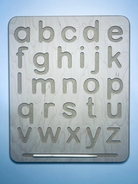 Wood Tracing Board LOWERCASE Alphabet Montessori Writing Tracing Board Learn to Write Letters