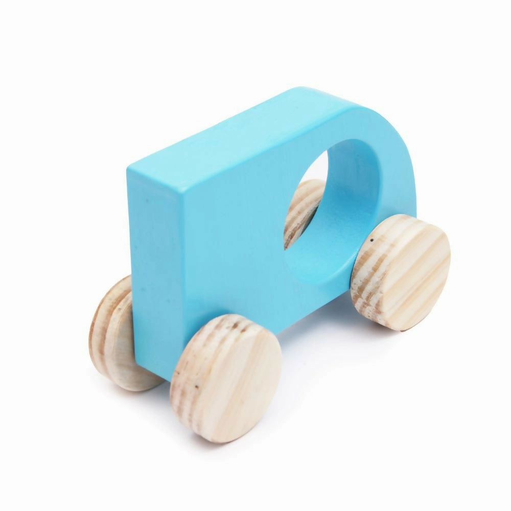 Wooden Push Toy Sky Blue Mini Sumo Car for Kids - Small Size (1 pcs)