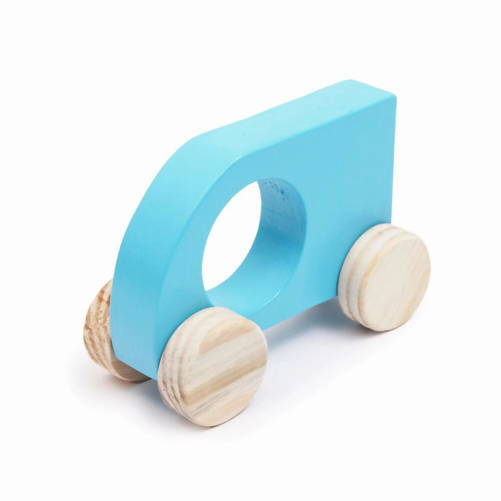 Wooden Push Toy Sky Blue Mini Sumo Car for Kids - Small Size (1 pcs)